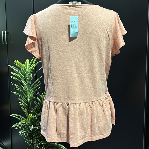 LOFT Peplum Waist,Ruffle sleeve,v-neck,lightweight summer/spring pullover - Picture 4 of 9